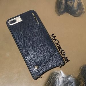 BANDOLIER Black Leather iPhone 6,7,8 PLUS Crossbody Purse CASE NEW in Box Unisex